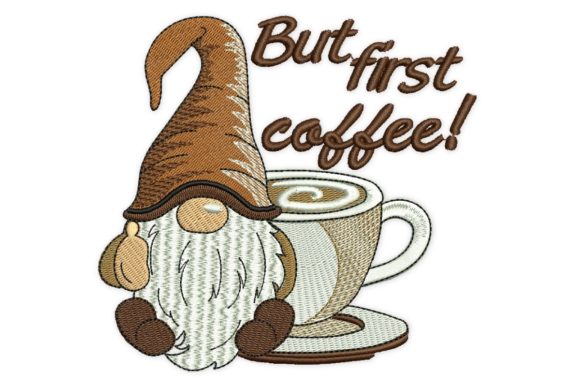 Coffee Gnome: A Charming Embroidery Design for Personalized Gifts
