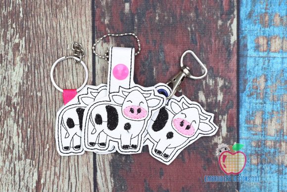 Cow Cartoon ITH Keyfob
