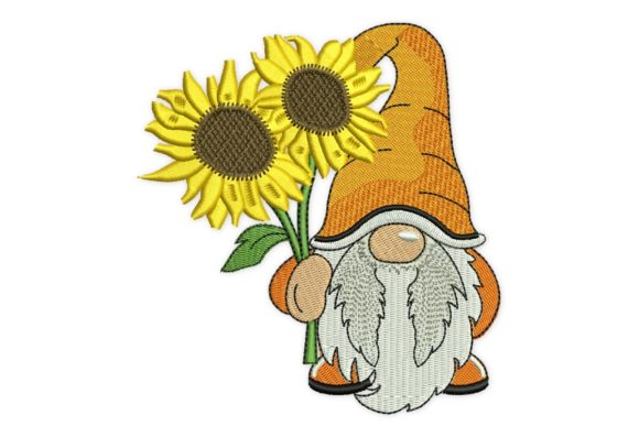 Gnome with Sunflowers: A Warm, Festive Embroidery Staple