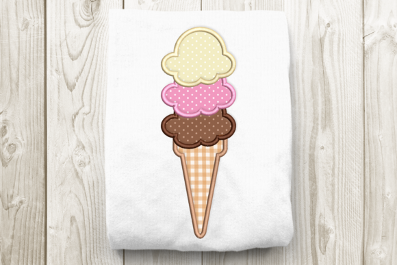 Ice Cream Cone Triple Scoop Applique