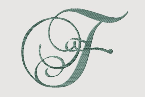 Monogram F Cursive Script Letter