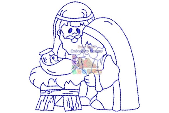 Nativity Blue Work: A Charming Christmas Embroidery Design