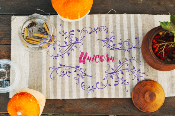 Unicorn Lettering Swirling Leaf